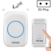 CACAZI A10G Kablosuz Kapı Zili Beyaz EU Fişli Kendi Enerjisini Üreten Tek Düğmeli Alıcılı - 1