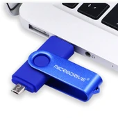 MicroDrive 8GB USB 2.0 Döner Metal OTG Telefon ve Bilgisayar U Disk Siyah - 3