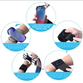 Dört Pençeli Geniş Çıkarılabilir Döner Kol Bilek Askılı Spor Telefon Kılıfı Siyah 4.5-7 İnç - 7