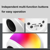 SY-688 Beyaz Mini Kart Bluetooth Hoparlör TWS RGB Renkli Işık - 4