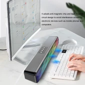 RGB Renkli Aydınlatmalı Uzun Masaüstü USB Kablosuz Bluetooth Hoparlör Siyah Model Q6 - 4