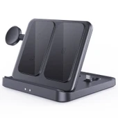 Samsung Galaxy Z Fold Uyumlu 3'ü 1 Arada Kablosuz Şarj Cihazı Siyah Model F16A - 2