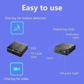 XD Model 1080p HD Video Akıllı IR-CUT Kızılötesi Gece Görüşlü Spor Kamerası Bataryasız - 7