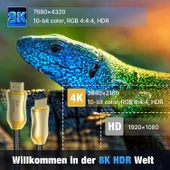 CO HD801 2 Metre HDMI 2.1 Versiyon 8K 60Hz Altın Kaplama Kablo PS4 Projektör Dizüstü Set Üstü Kutusu İçin - 5