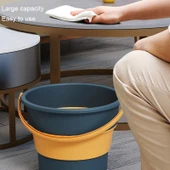 Orta Boy 10L Katlanabilir Kalınlaştırılmış Taşınabilir Plastik Kova Beyaz Gri - 8