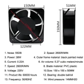 220V 38W 15cm Rulmanlı Elektrikli Dolap Şaftlı Yağlı Rulmanlı Fan - 8