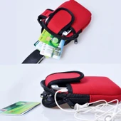 S210 Siyah Neopren Kol Çantası Spor Telefon ve Bozuk Para Cüzdanı - 4