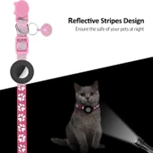 Mor Renkli Pet Kedi Reflektörlü Tasma Zilli Airtag Uyumlu - 5