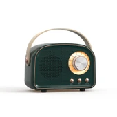 DW21 Vintage Radyo Bluetooth Hoparlör Koyu Yeşil TF Kart ve USB Destekli - 1