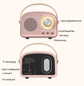 DW21 Vintage Radyo Bluetooth Hoparlör Koyu Yeşil TF Kart ve USB Destekli - 5