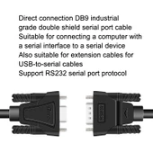 DTECH RS232 Seri Doğrudan Hat DB9 Uzatma Kablosu Erkekten Dişiye 1.5 Metre - 4