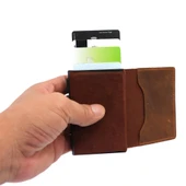 Hırsızlığa Karşı Koyan Konumlandırmalı Erkek Kartlık Mini Cüzdan Deri Koyu Kahverengi - 7