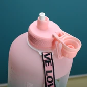 2.2L Kapasiteli Spor ve Fitness Su Şişesi Pipetli Isıya Dayanıklı Plastik Kupa Pembe Yeşil Degrade - 5