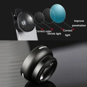 2 Parça 0.45X Ultra Geniş Açı Makro Kombinasyonlu Telefon Dış Lens Klipsi Siyah - 4