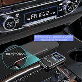 K6 Bluetooth 5.0 Alıcı Verici 2'si 1 Arada Adaptör Bilgisayar Hoparlör Araba FM Siyah - 3