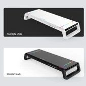 ICE COOREL T1 Katlanabilir Laptop Standı RGB Aydınlatmalı 4xUSB 2.0 Genişletme Arayüzlü Obsidyen Siyah - 2