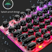LIMEIDE GTX300 USB Kablolu Retro 104 Tuşlu Yuvarlak Tuşlu Punk Siyah Klavye - 6
