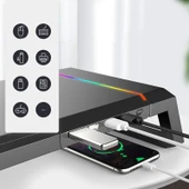 ICE COOREL T1 Katlanabilir Laptop Standı RGB Aydınlatmalı 4xUSB 2.0 Genişletme Arayüzlü Obsidyen Siyah - 3