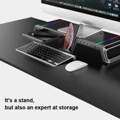 ICE COOREL T1 Katlanabilir Laptop Standı RGB Aydınlatmalı 4xUSB 2.0 Genişletme Arayüzlü Ayarlanabilir Beyaz - 6