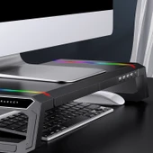 ICE COOREL T1 Katlanabilir Laptop Standı RGB Aydınlatmalı 4xUSB 2.0 Genişletme Arayüzlü Obsidyen Siyah - 10