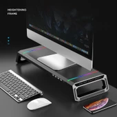 ICE COOREL T1 Katlanabilir Laptop Standı RGB Aydınlatmalı 4xUSB 2.0 Genişletme Arayüzlü Obsidyen Siyah - 11
