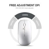 Inphic PM1 Ofis Sessiz Kablosuz Laptop Mouse Pil Gösterge Metalik Gri - 8