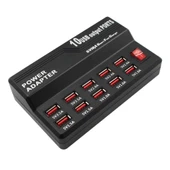 10 Portlu USB Arayüzlü Akıllı Hızlı Şarj Dijital Elektronik Çok Fonksiyonlu Şarj Cihazı ABD Fişi - 2