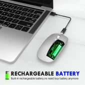 Inphic PM1 Ofis Sessiz Kablosuz Laptop Mouse Pil Gösterge Metalik Gri - 11