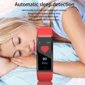 ID115 Plus Akıllı Bileklik Mor Renk Fitness Nabız Ölçer Kan Basıncı Adım Sayar Spor Saat IOS Android Uyumlu - 5