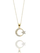 Minik Ayyıldız Çok Şık 14 Ayar Altın Kolye thumbnail 1