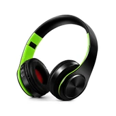 HIFI Stereo Kablosuz Bluetooth Kulaklık Mikrofonlu SD Kart ve FM Destekli Yeşil Siyah - 1