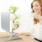 Alüminyum Alaşımlı Katlanabilir Laptop Standı - Gümüş - Kanepe ve Yatak İçin - 7