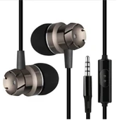3.5mm Kablolu Kulak İçi Mikrofonlu Kulaklık Siyah Gri - 1