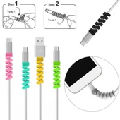 4lü Gri Spiral Silikon Veri Kablosu Koruyucu Kılıf - 3