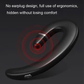ET Bluetooth Kablosuz Kulaklık Kulak Kancalı Su Geçirmez Gürültü Engelleme Mikrofonlu Gri - 10