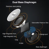 EWA A109M Taşınabilir Bluetooth Hoparlör Siyah Kablosuz Ağır Bas Subwoofer - 6