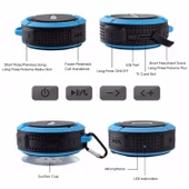 C6a Beyaz Outdoor Bluetooth Kablosuz Araç Hoparlörü Vakumlu TF Kart Destekli - 3