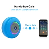 BTS 09 Kablosuz Bluetooth Hoparlör Beyaz Su Geçirmez Led FM Radyo Subwoofer Mini Duş Hoparlörü - 5