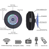 BTS 09 Kablosuz Bluetooth Hoparlör Siyah Su Geçirmez Led FM Radyo Subwoofer Mini Duş Hoparlörü - 3