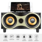 X6 Taşınabilir Ahşap Kablosuz Bluetooth Hoparlör Siyah - 3