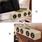 W8 Bluetooth 42 Kirmizi Ahşap Dört Hoparlörlü Süper Bas Subwoofer Mikrofonlu TF Kart Destekli - 8