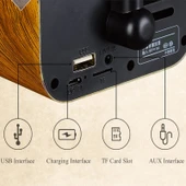 Retro Ahşap Taşınabilir Mini Bluetooth Kablosuz Hoparlör Kahverengi - 3