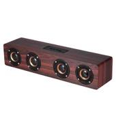 W8 Bluetooth 42 Kirmizi Ahşap Dört Hoparlörlü Süper Bas Subwoofer Mikrofonlu TF Kart Destekli - 1