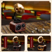 Retro Ahşap Taşınabilir Mini Bluetooth Kablosuz Hoparlör Kahverengi - 7