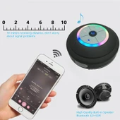 BTS 09 Kablosuz Bluetooth Hoparlör Beyaz Su Geçirmez Led FM Radyo Subwoofer Mini Duş Hoparlörü - 7