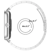 Xiaomi Redmi Watch 4 ve 5 Uyumlu Gümüş Renk Paslanmaz Çelik Metal Saat Kordonu Üç Boncuklu - 7