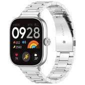 Xiaomi Redmi Watch 4 ve 5 Uyumlu Gümüş Renk Paslanmaz Çelik Metal Saat Kordonu Üç Boncuklu - 1