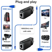 HDMI Uzatıcı 50 Metre Ses Video 1080P Cat5 Cat6 Ethernet Kablo Kayıpsız Sinyal Uzun Mesafe Adaptörü - 5
