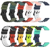 Xiaomi MI Watch S1 22mm İki Renkli Gözenekli Silikon Saat Kayışı Ordu Yeşili Siyah - 4