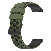 Xiaomi MI Watch S1 22mm İki Renkli Gözenekli Silikon Saat Kayışı Ordu Yeşili Siyah - 2